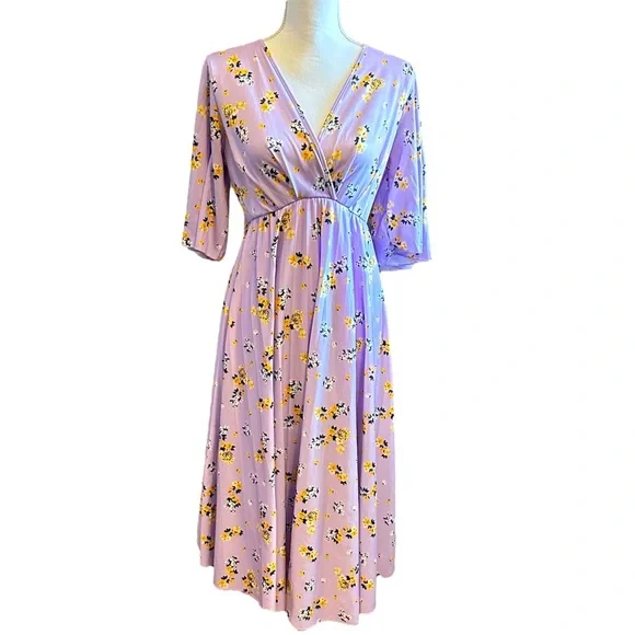 ASOS Maternity Kimono V-Neck Floral Midi Dress Sz 6 - Picture 4 of 7